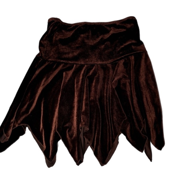 Dresses & Skirts - Fairycore Whisicore Brown Y2K Velour Flouncy Mini Skirt Size Small